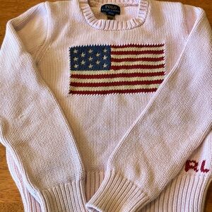 Polo Ralph Lauren Kids Sweater - White with Flag Motif